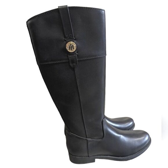Tommy Hilfiger Shano black vegan leather tall riding boots women's 7.5 - Picture 4 of 9